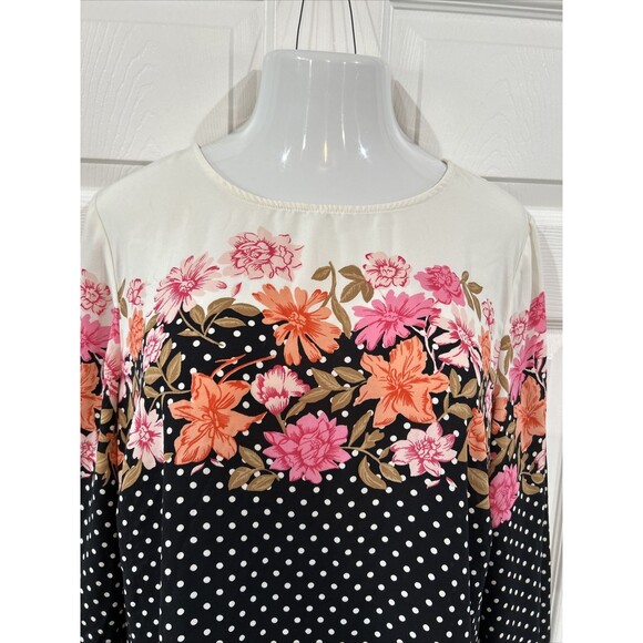 Talbots Floral & Polka Dot Chiffon Career Wear Blouse Tunic Top Plus Size 2X - Picture 4 of 11